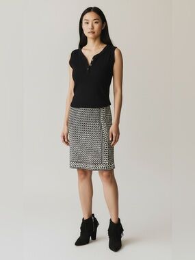 Max Studio Black and White Patterned Women's Skirt Size M